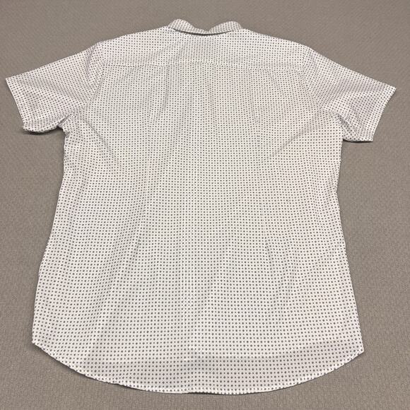 Mizzen Main Shirt Mens XXL White Geometric Trim Fit Leeward Made in USA - Picture 2 of 8